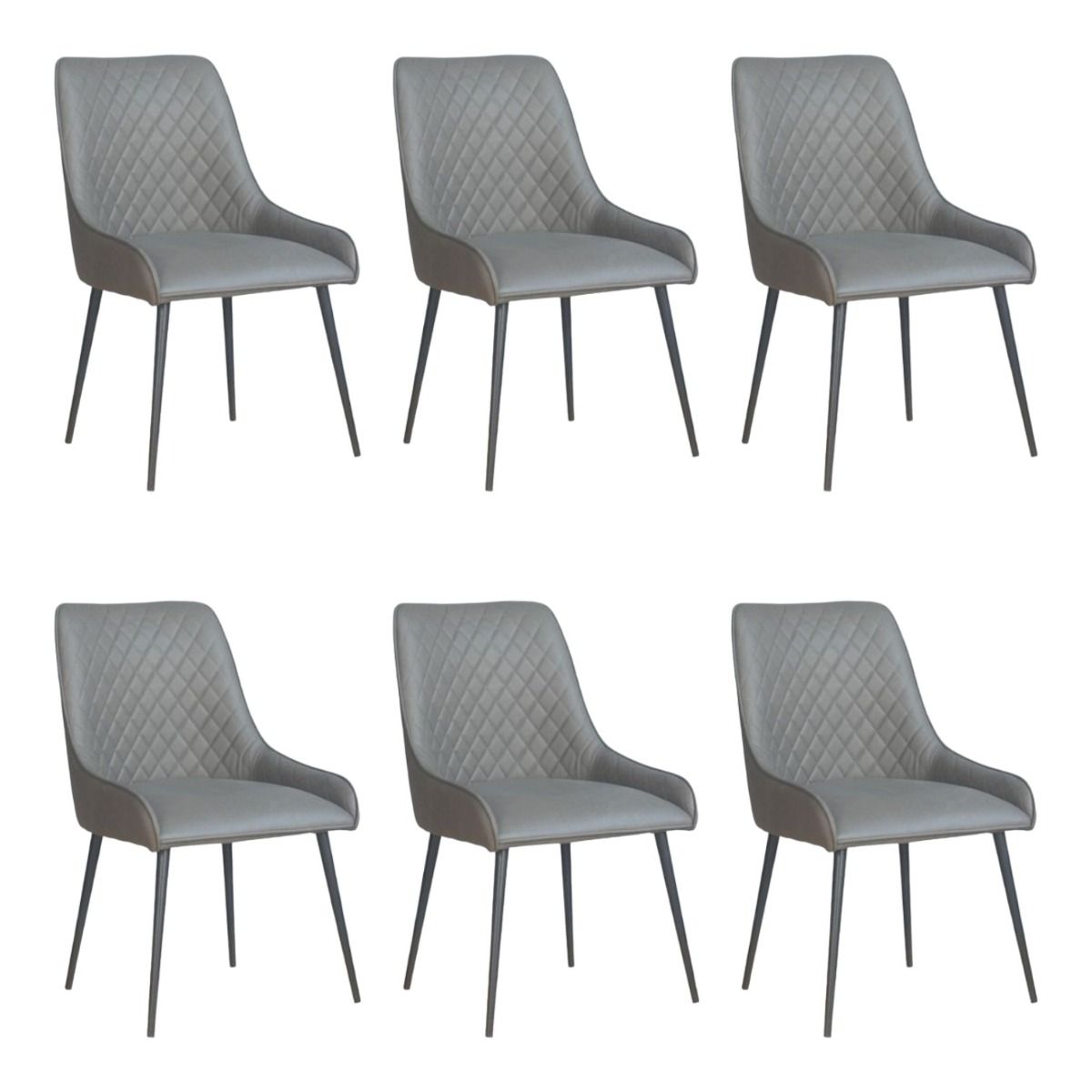 6 grey leather online dining chairs