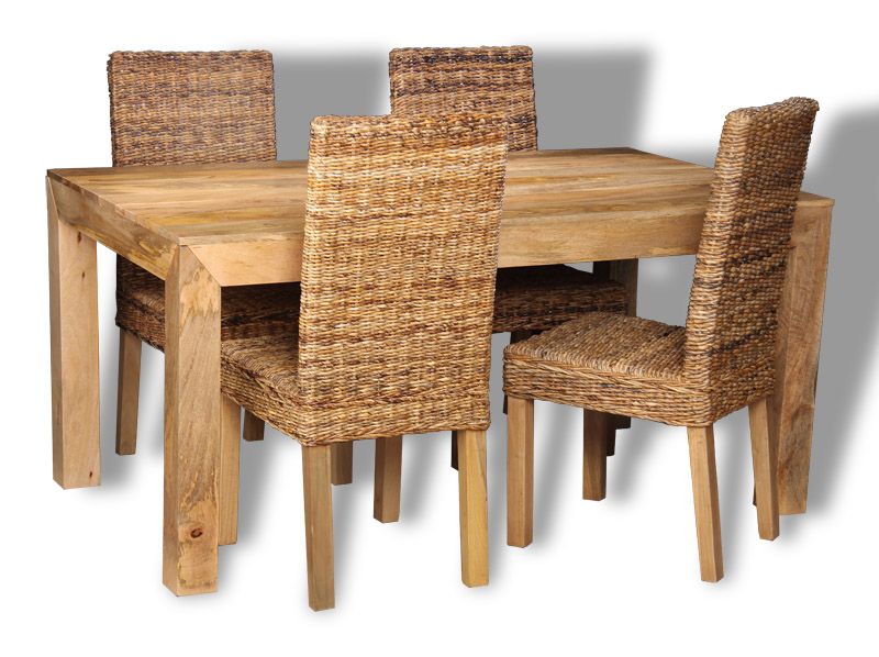 Dining table and wicker chairs hot sale