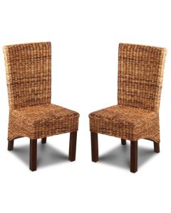 Set of 2 Rattan Rollback Dining Chairs