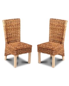 Set of 2 Rattan Rollback Dining Chairs