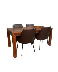 Dakota 160cm DIning Table & 4 Henley Faux Leather Dining Chair