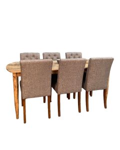 Light Dakota 160cm Dining Table & 6 Milan Fabric Dining Chairs
