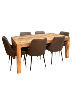 Light Dakota 180cm Dining Table & 6 Henley Faux Leather Dining Chairs