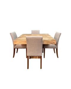 Light Mango Wood 120cm Cube Dining Table & 4 MIlan Dining Chairs