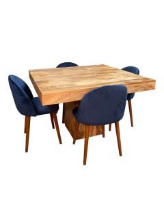 Light Mango Wood 120cm Cube Dining Table & 4 Zena Dining Chairs