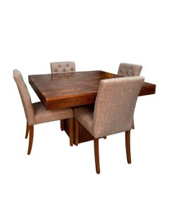 Dakota 120cm Cube Dining Table & 4 Milan Button Dining Chairs