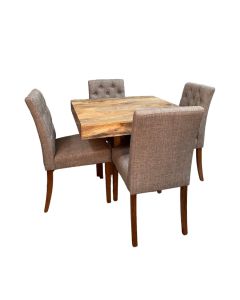 Light Dakota 90cm Cube Dining Table & 4 Milan Button Dining Chairs