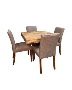 Light Dakota 90cm Cube Dining Table & 4 Milan Dining Chairs