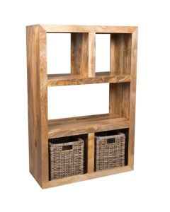 Light Mango Wood Open Bookcase