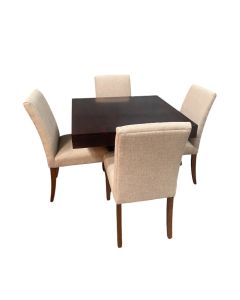 Mango Wood 90cm Cube Dining Table & 4 Milan Dining Chairs