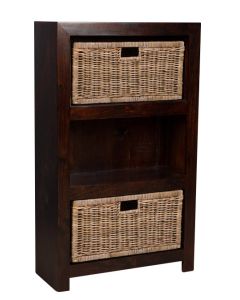 Mango Wood Medium Shelves and Rattan Wicker Baskets