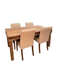 Jali Natural 160cm Dining Table & 4 Milan Dining Chairs