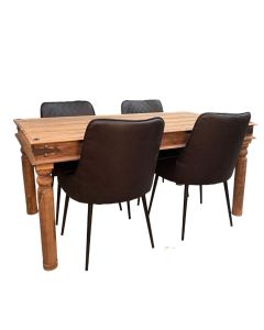 Jali Natural 160cm Dining Table & Henley Faux Leather Dining Chair