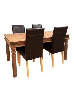 Jali Natural 160cm Dining Table & 4 Barcelona Dining Chairs
