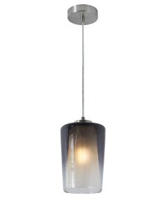 Smoke Frosted Glass and Nickel Floor Lamp