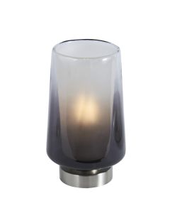 Smoke Frosted Glass and Nickel Table Lamp