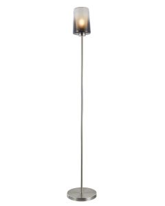 Smoke Frosted Glass and Nickel Floor Lamp