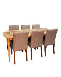 Scandi Mango 190cm Dining Table & 6 Milan Fabric Dining Chairs