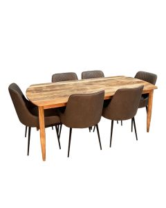 Scandi Mango 190cm Dining Table & 6 Henley Faux Leather Dining Chairs