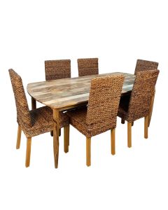 Scandi Mango 190cm Dining Table & 6 Rattan Chairs