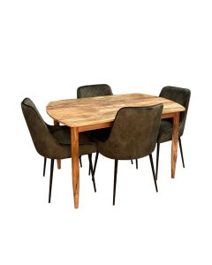 Scandi Mango 130cm Dining Table & 4 Henley Velvet Dining Chairs