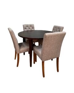 Vintage Mango 100cm Round Dining Table & 4 Milan Button Dining Chairs
