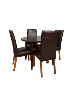 Vintage Mango 100cm DIning Table & 4 Leather Barcelona Dining Chairs