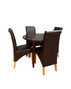 Vintage Mango 100cm Round Dining Table & 4 Rollback DIning Chairs