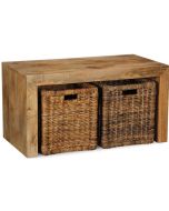 Light Dakota Coffee Table with Rattan Baskets