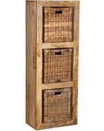 Light Dakota Triple Storage Cube With 3 Rattan Baskets