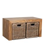 Light Dakota Coffee Table with 2 Rattan Baskets